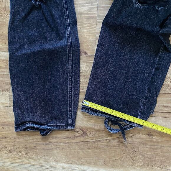 A&F 28 The Ankle Straight Ultra High Rise Black Distressed Curve Love Boho Jeans - Picture 13 of 16